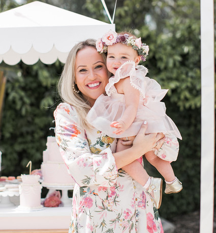 Pink floral French first birthday party