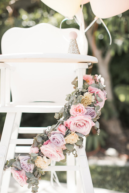 Pink floral French first birthday party