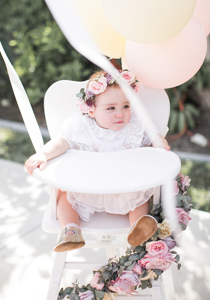 Pink floral French first birthday party