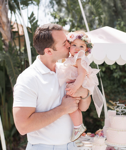 Pink floral French first birthday party
