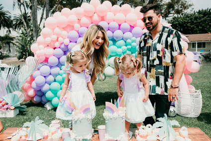 Rainbow pastel twin birthday party Inspiration