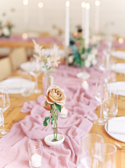 Pink wedding tablescape