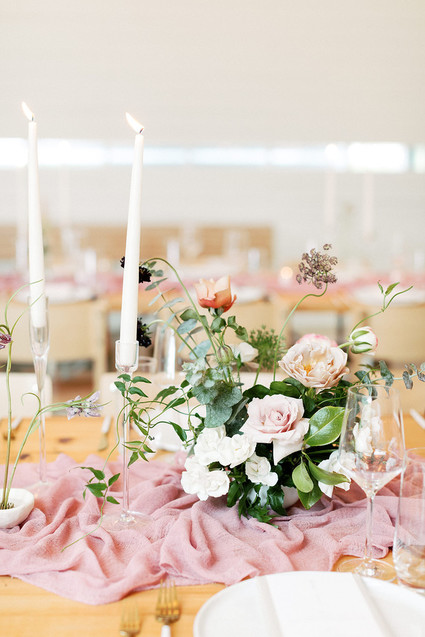 Pink wedding tablescape
