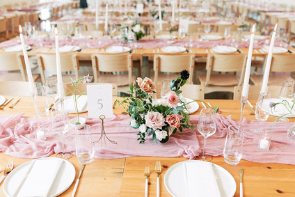 Pink wedding tablescape