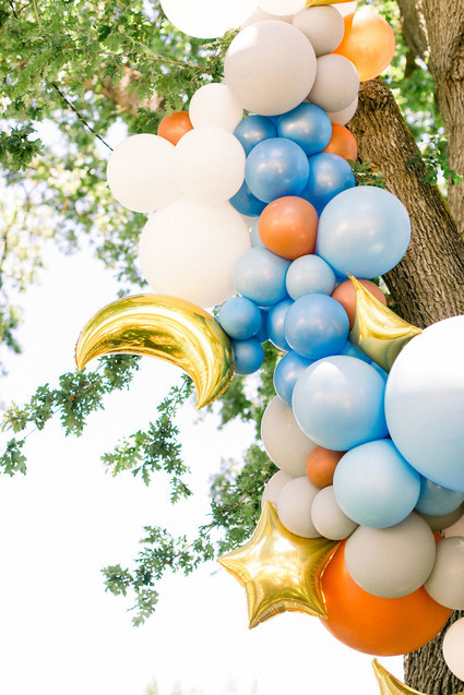 Blue + yellow celestial themed baby shower Inspiration