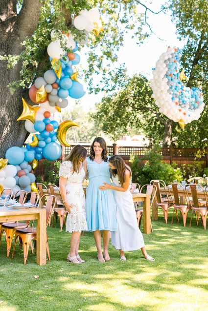 Blue + yellow celestial themed baby shower Inspiration