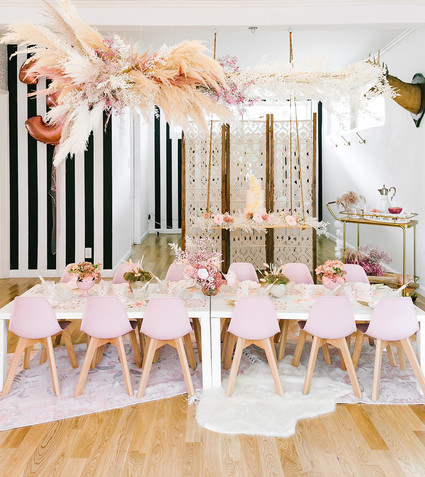 Pink + gold princess tea party 3rd birthday