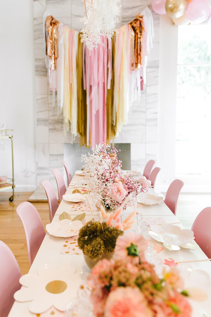 Pink + gold princess tea party 3rd birthday