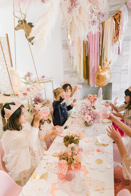Pink + gold princess tea party 3rd birthday