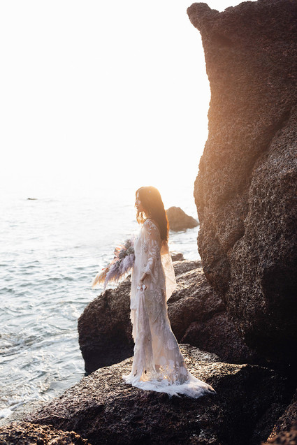 Colorful bohemian beach wedding