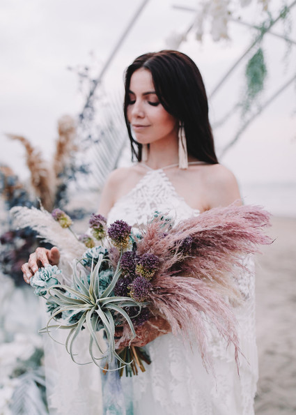 Colorful bohemian beach wedding