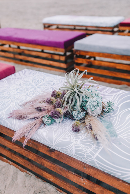 Colorful bohemian beach wedding