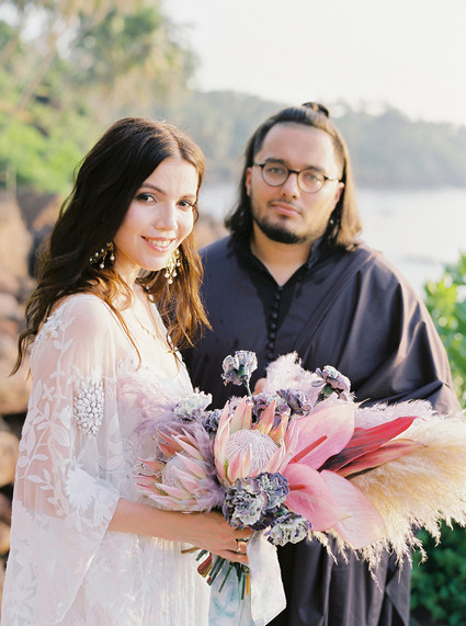 Dyed floral bridal bouquet