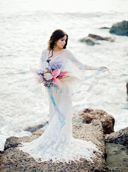 Bridal bouquet with dyed flowers
