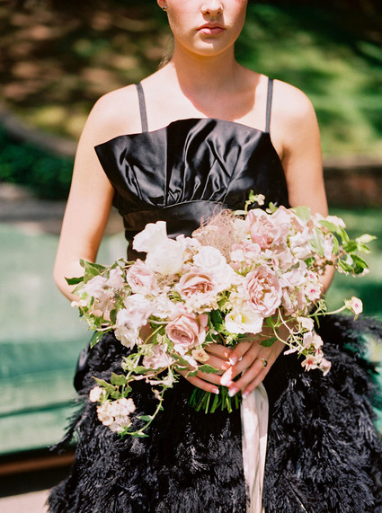 Black feather wedding dress