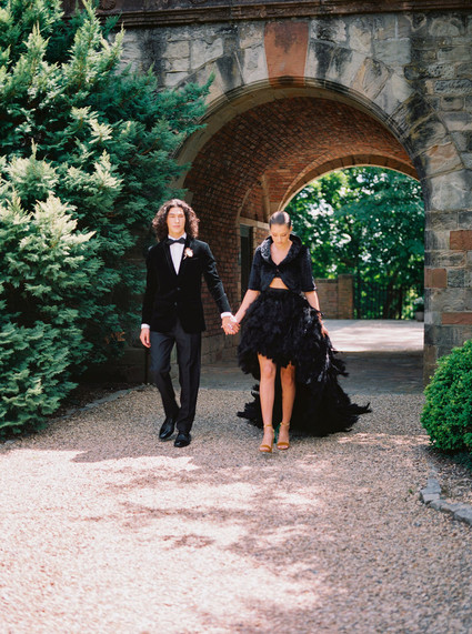 Black feather wedding dress