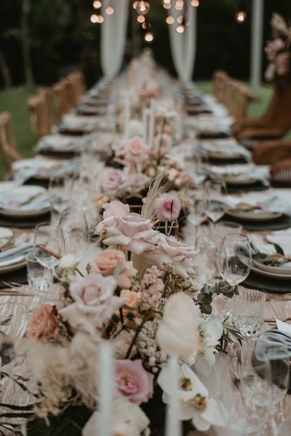 Bohemian wedding tablescape