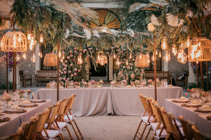 Elegant wedding tablescape with lanterns