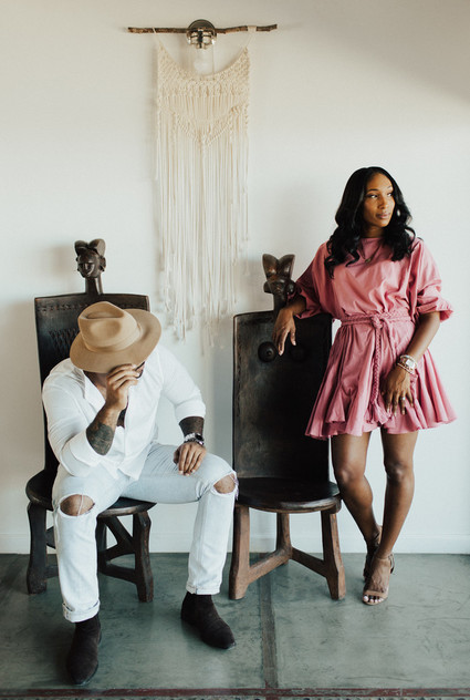 Joshua Tree engagement shoot at a desert airbnb