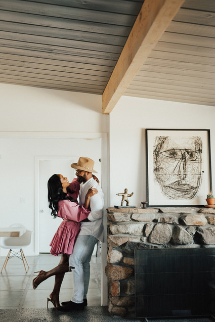 Joshua Tree engagement shoot at a desert airbnb