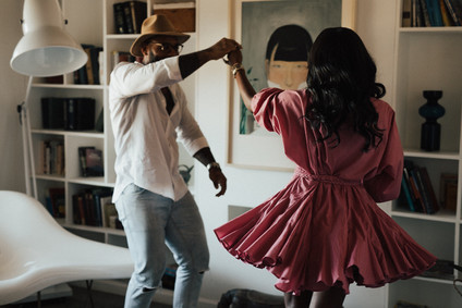 Joshua Tree engagement shoot at a desert airbnb
