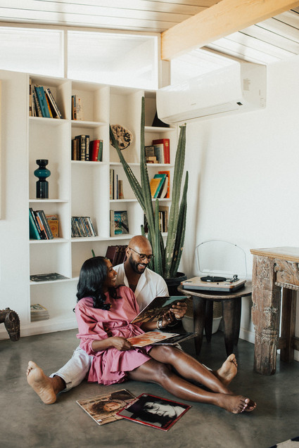Joshua Tree engagement shoot at a desert airbnb