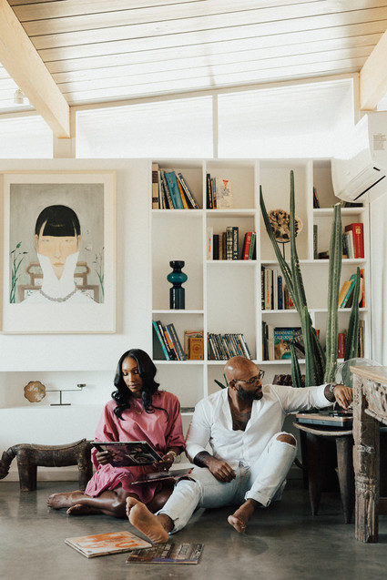 Joshua Tree engagement shoot at a desert airbnb
