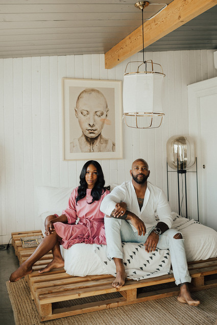 Joshua Tree engagement shoot at a desert airbnb