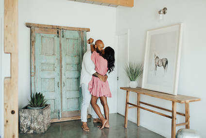 Joshua Tree engagement shoot at a desert airbnb