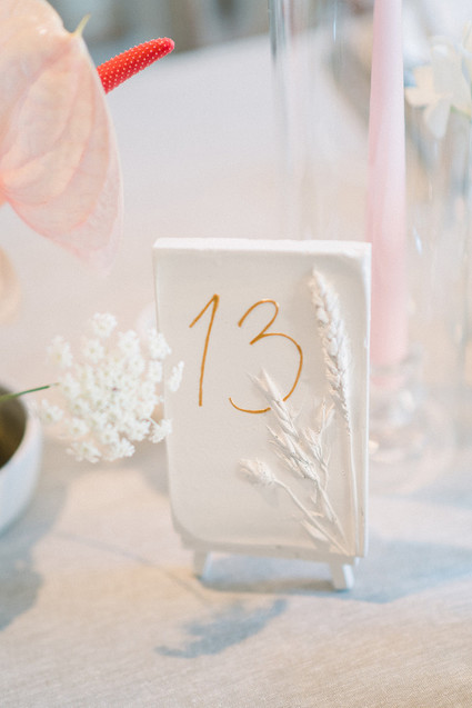 Elegant white table number