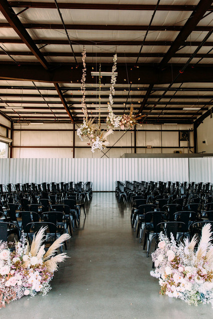 Modern black + blush wedding at Hangar 21