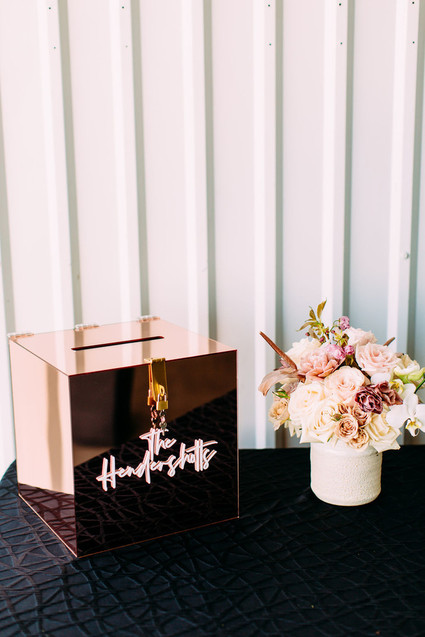 Modern black + blush wedding at Hangar 21