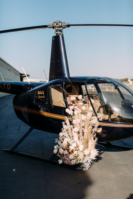 Helicopter with floral arrangement