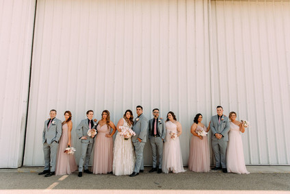 Blush and gray wedding party