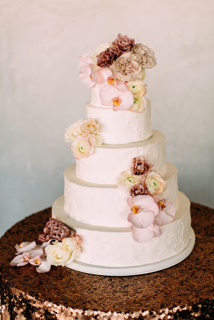 Blush floral wedding cake