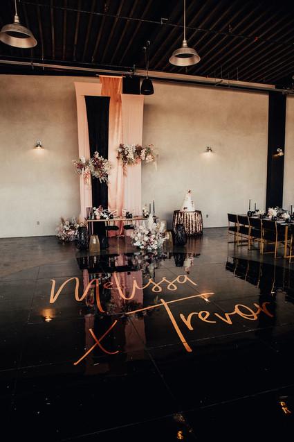 Black, gold, and pink wedding