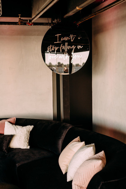 Blush and black wedding decor