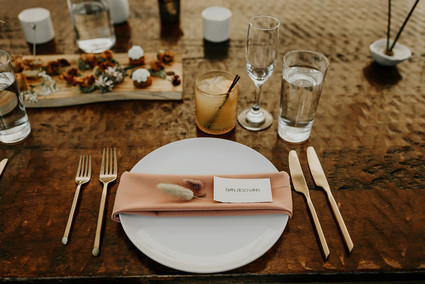 Simple, romantic place setting for wedding