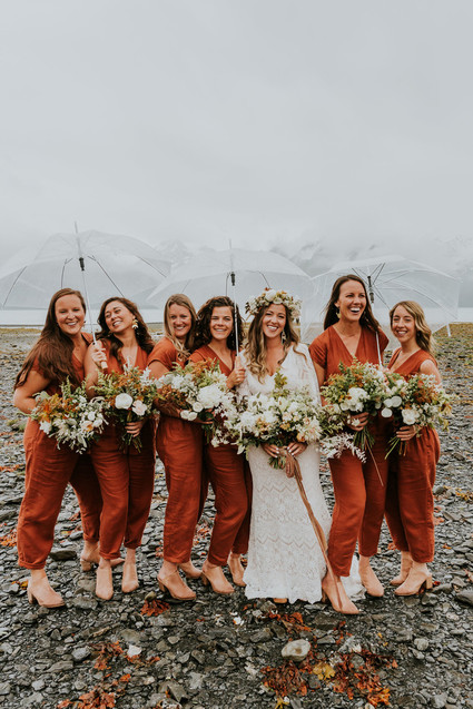 Bridesmaid linen jumpsuits