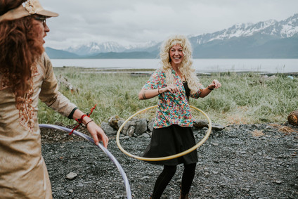 Costume party at wedding reception