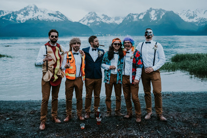 Costume party at wedding reception