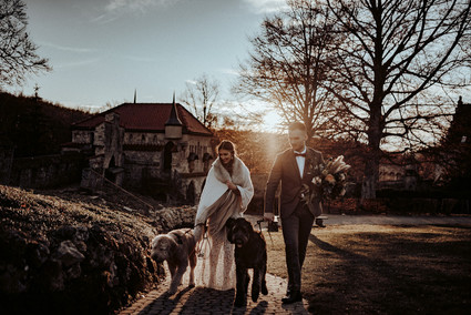 Bohemian fall elopement inspiration at Lichtenstein Castle Inspiration