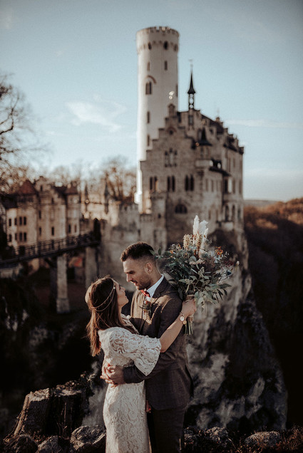 Bohemian fall elopement inspiration at Lichtenstein Castle Inspiration