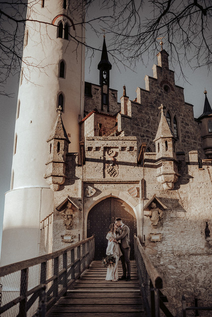 Bohemian fall elopement inspiration at Lichtenstein Castle Inspiration