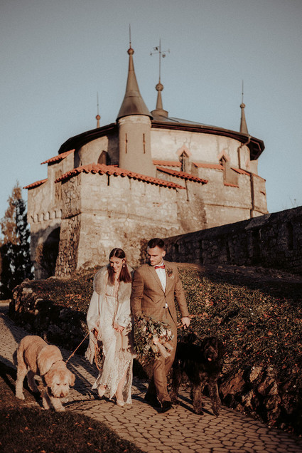 Bohemian fall elopement inspiration at Lichtenstein Castle Inspiration
