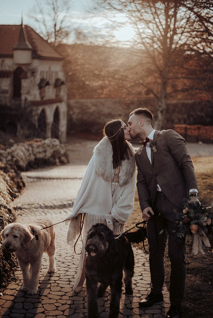 Bohemian fall elopement inspiration at Lichtenstein Castle Inspiration