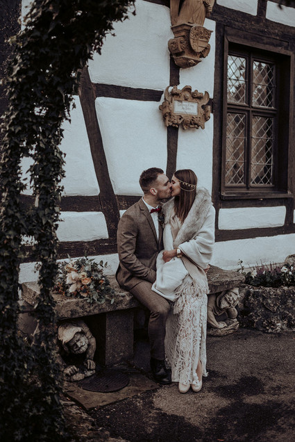 Bohemian fall elopement inspiration at Lichtenstein Castle Inspiration