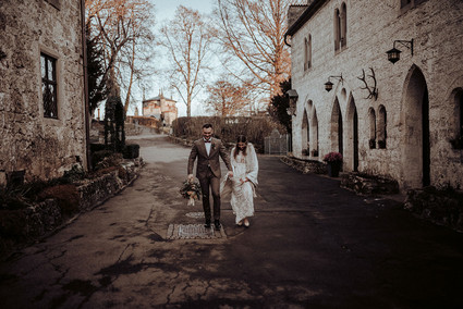 Bohemian fall elopement inspiration at Lichtenstein Castle Inspiration