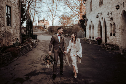 Bohemian fall elopement inspiration at Lichtenstein Castle Inspiration