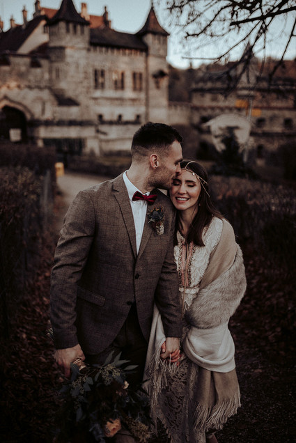 Bohemian fall elopement inspiration at Lichtenstein Castle Inspiration